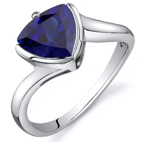 Blue Sapphire Trillion Sterling Silver Ring Size 5