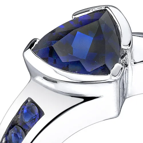 Blue Sapphire Trillion Sterling Silver Ring Size 6