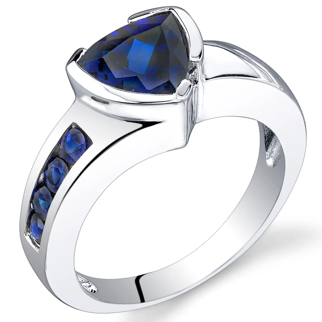 Blue Sapphire Trillion Sterling Silver Ring Size 6