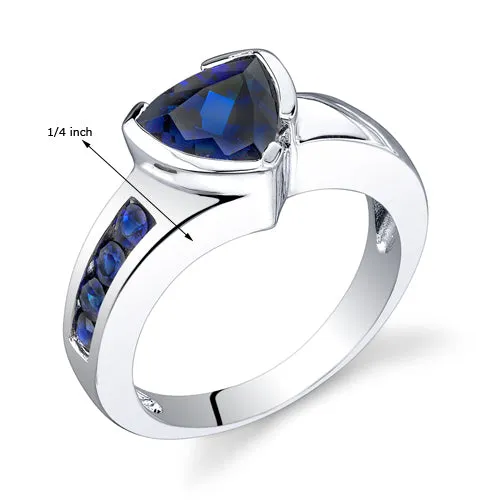 Blue Sapphire Trillion Sterling Silver Ring Size 6