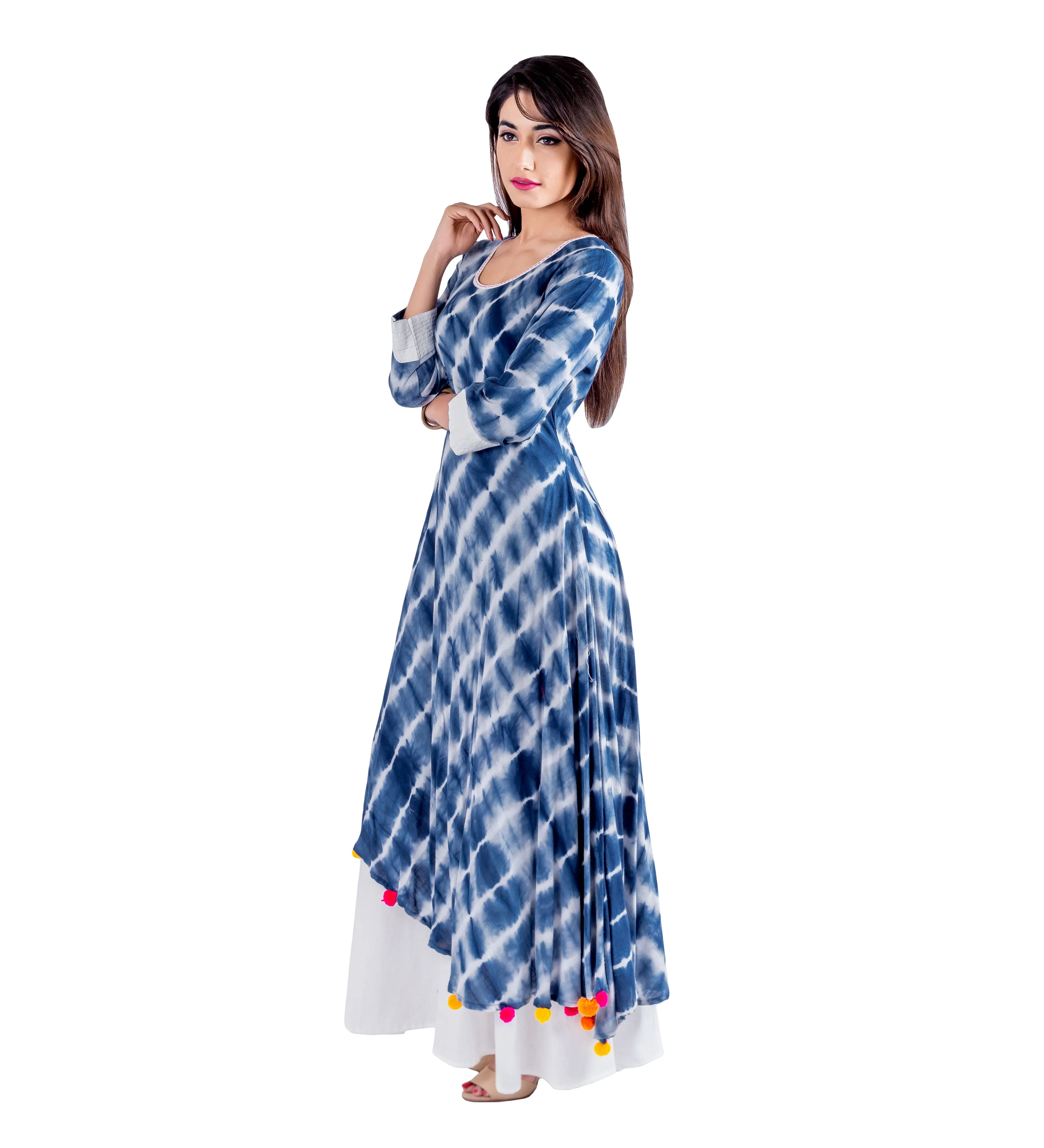 Blue Tie and Dye Indo Western Kurta Dress