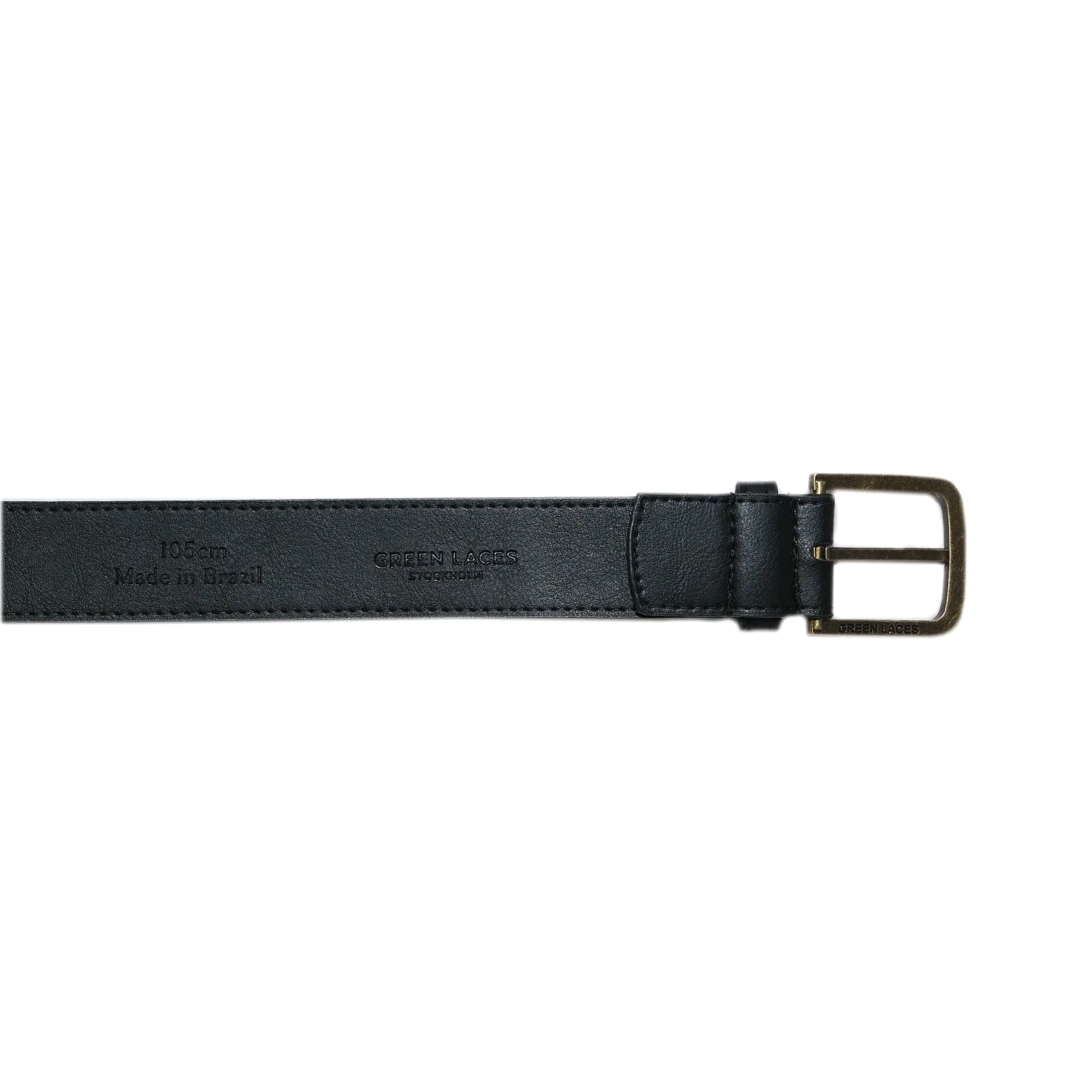 Bo Brass Buckle Vegan Leather Belt | Black