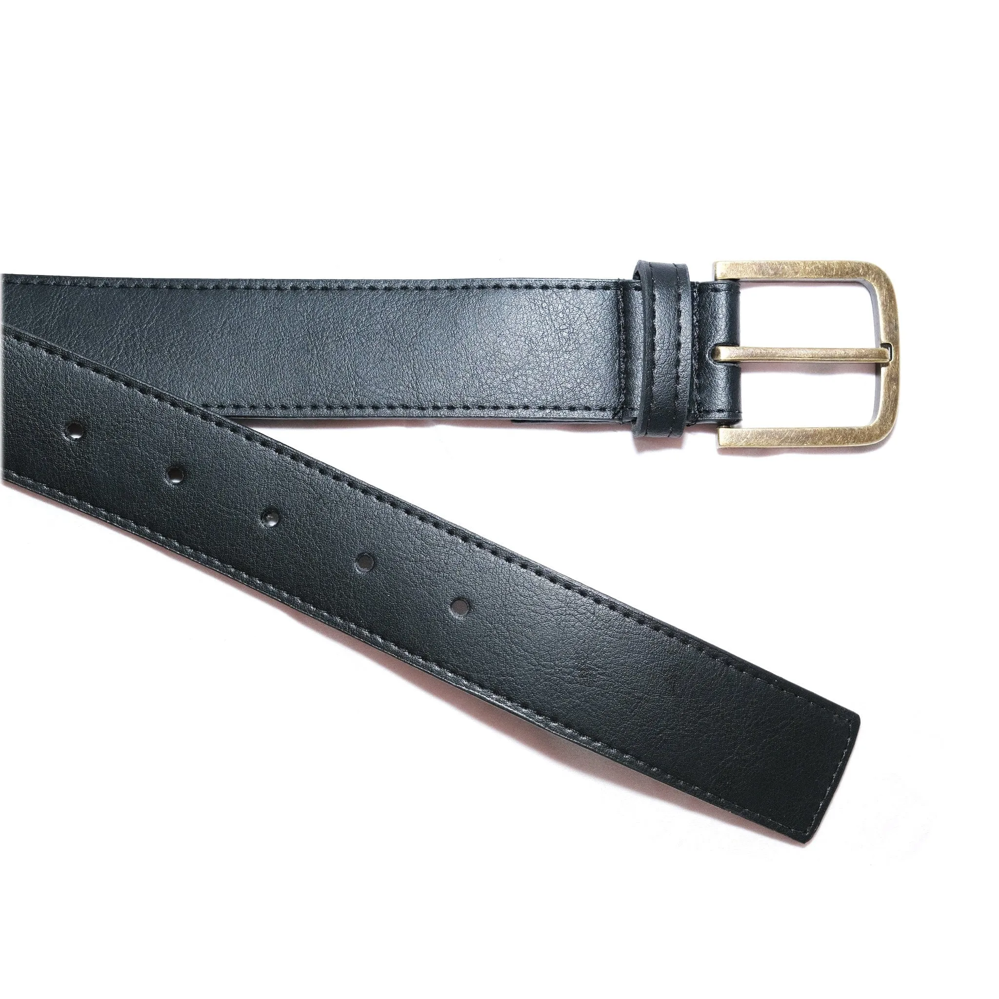 Bo Brass Buckle Vegan Leather Belt | Black