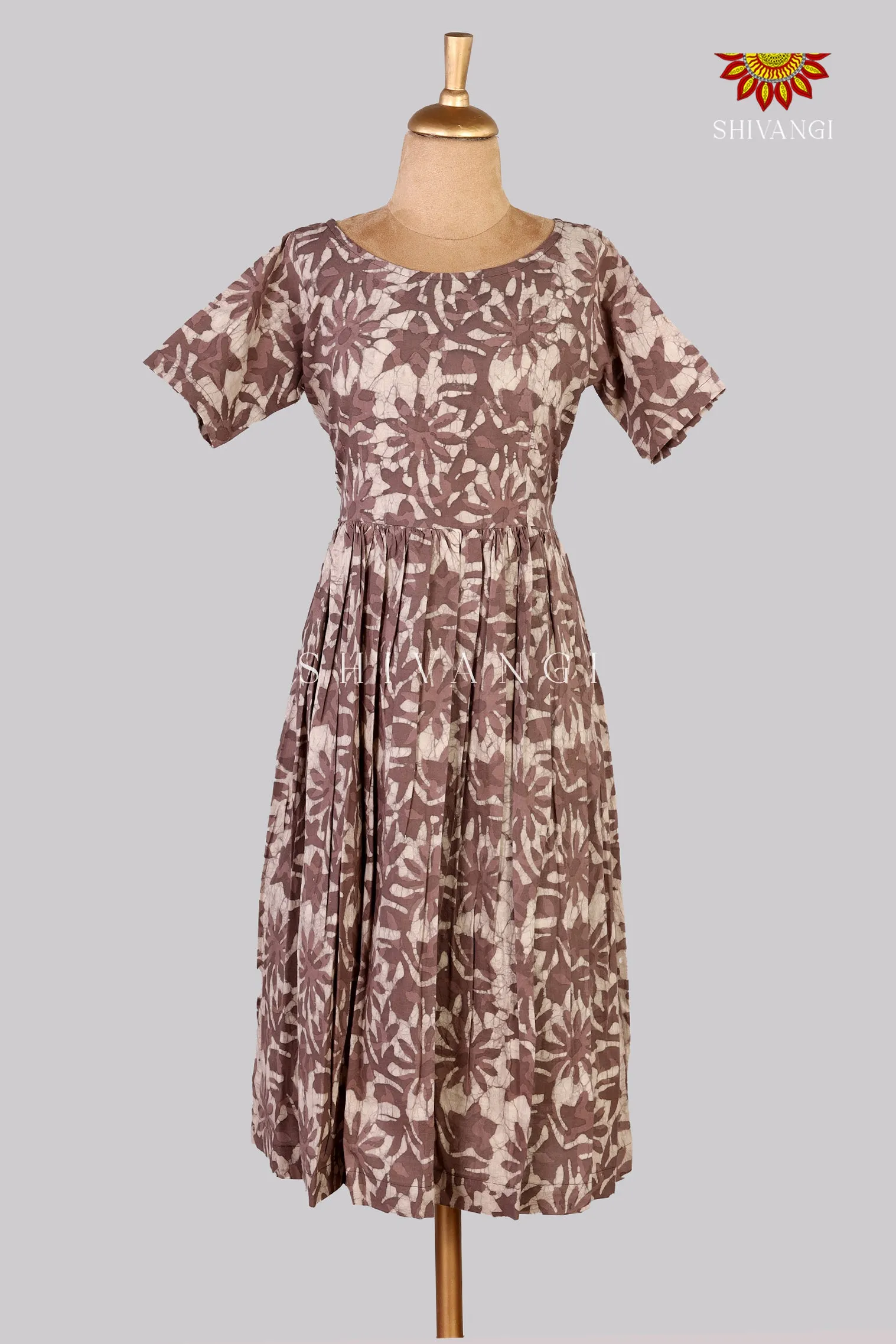 Brown Bagru Floral Frock For Kids !!!