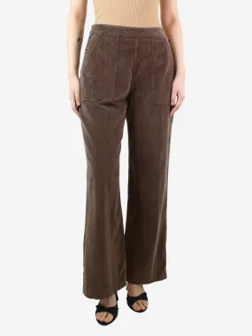 Brown corduroy straight-leg trousers - size UK 10