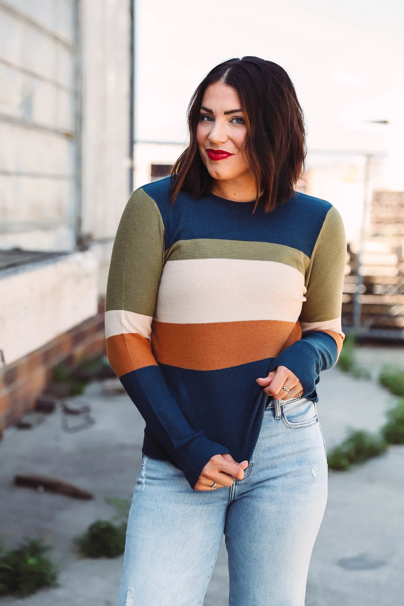 Cameron Waffle Knit Top-Teal