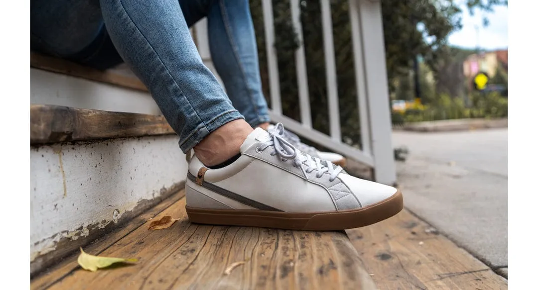 Cannon VL Men's Vegan Leather Sneakers| White & Dark Grey