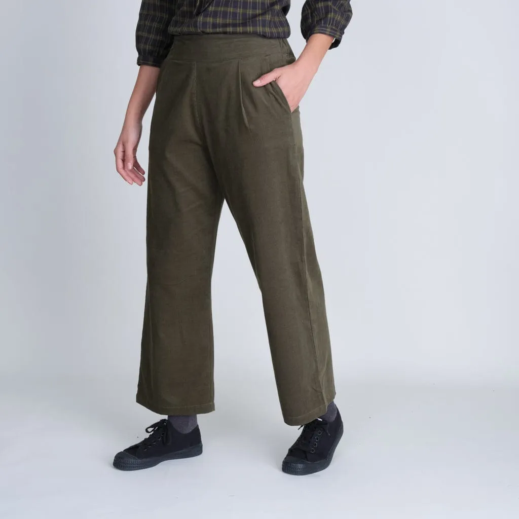 Carine Cotton Courduroy Day Trousers | Green