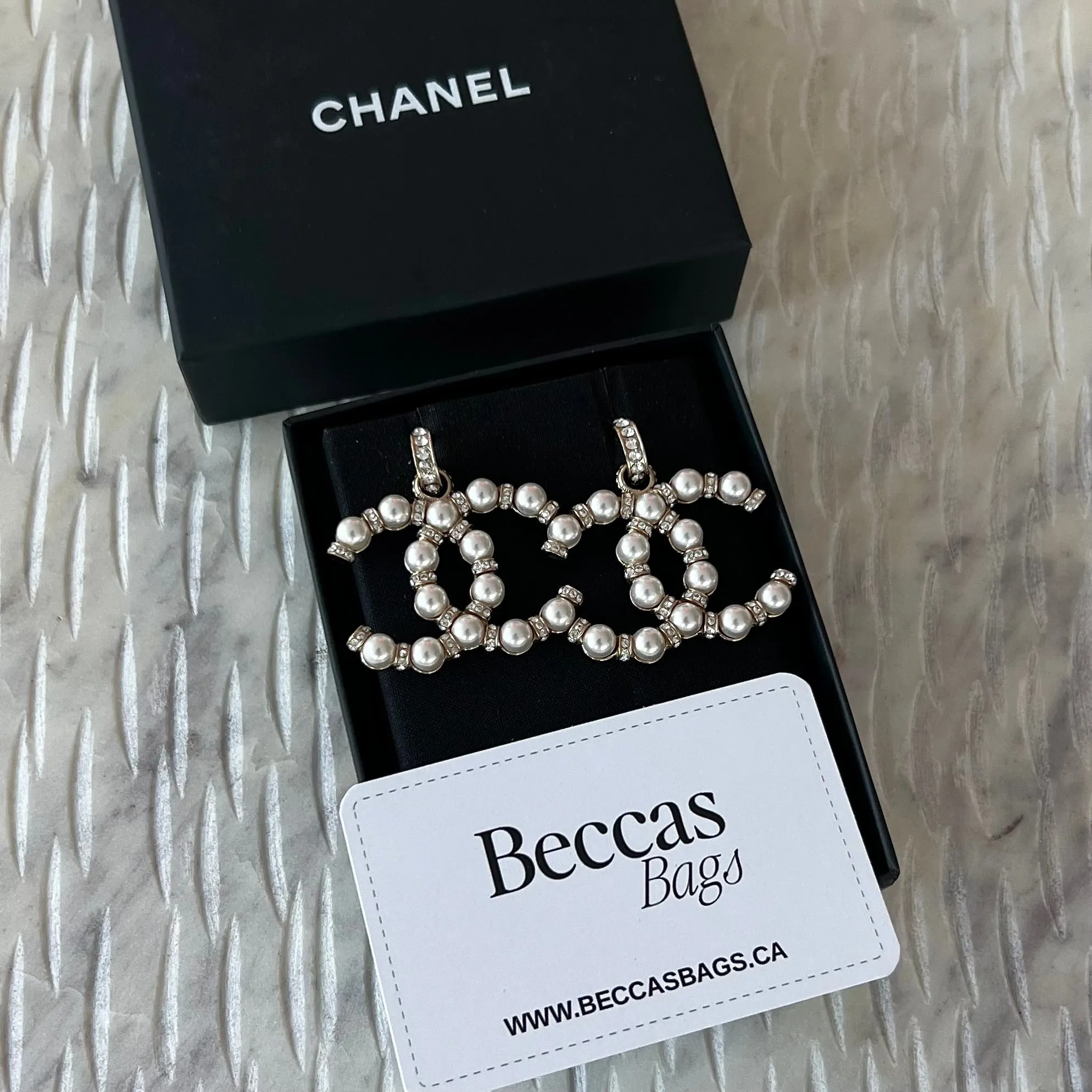 Chanel Large Pearl & Crystal CC Earrings