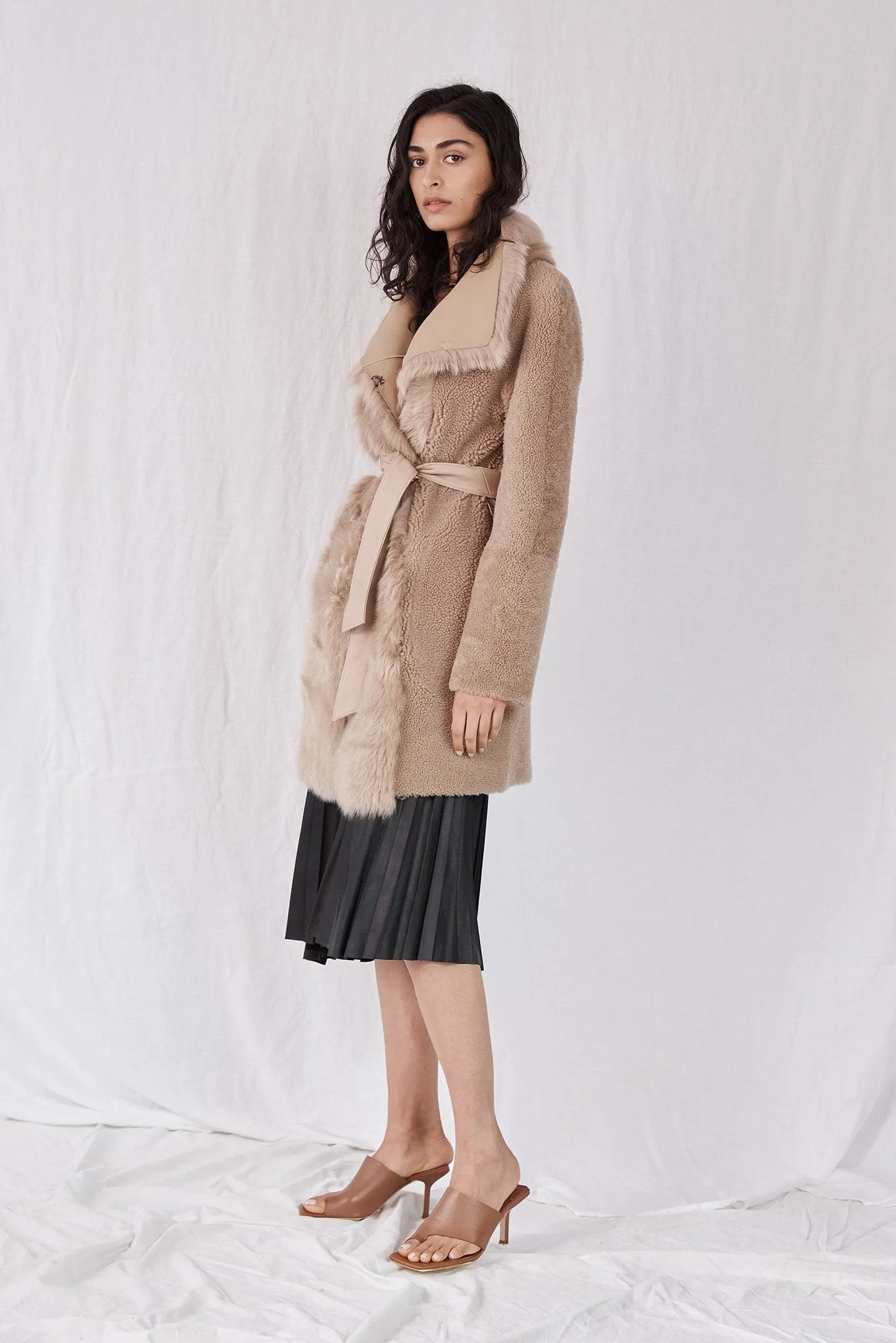 Chelsea Slouch Shearling Coat Biscuit Shearling