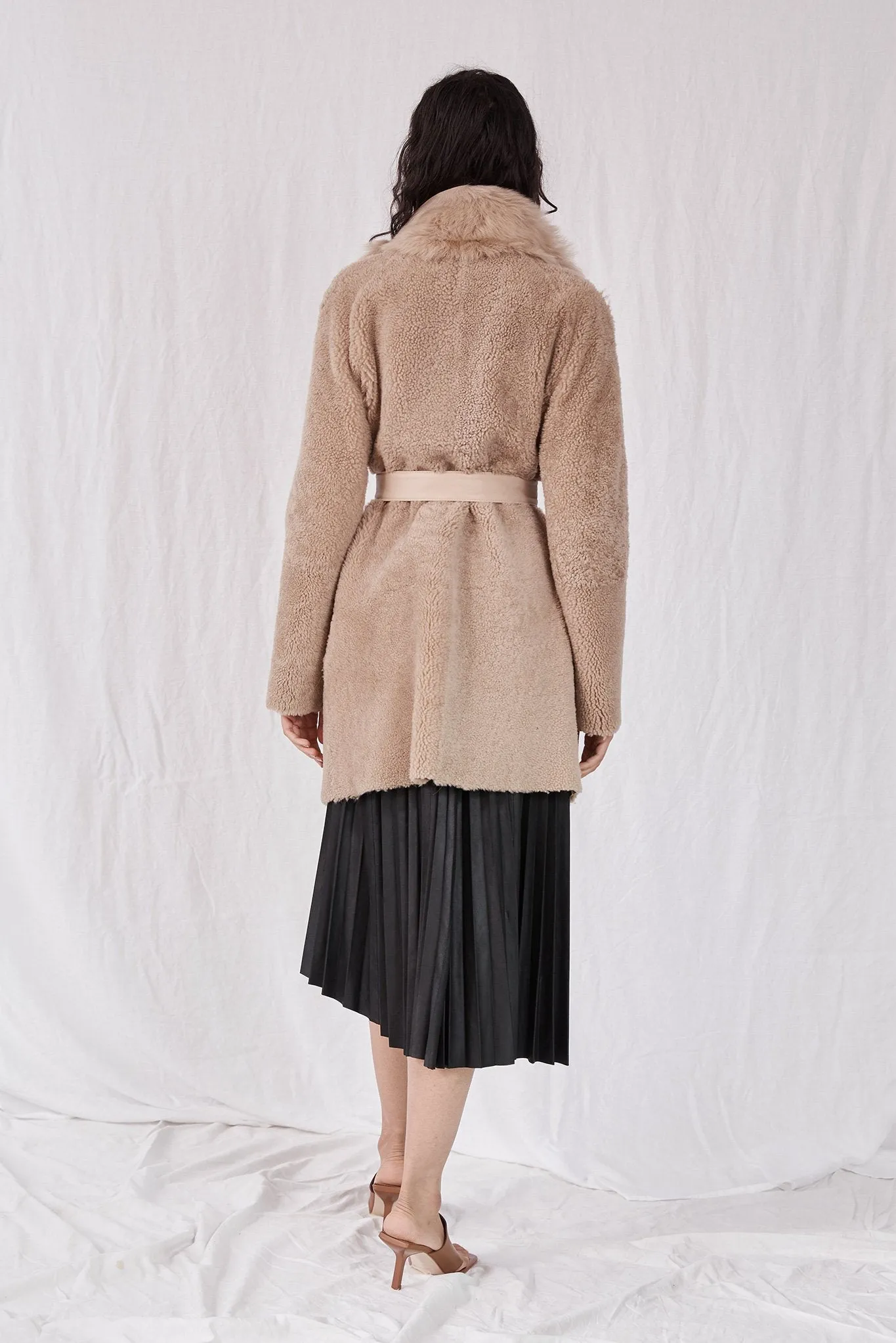 Chelsea Slouch Shearling Coat Biscuit Shearling