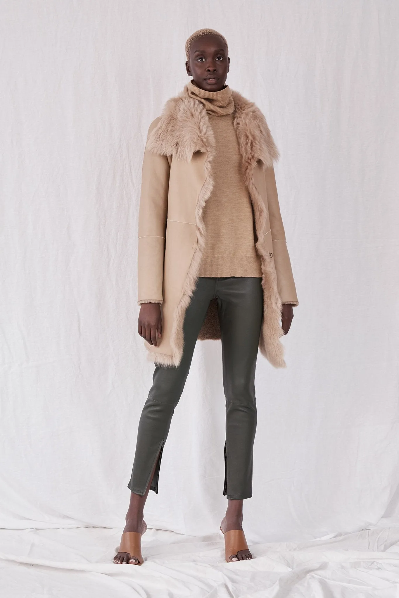 Chelsea Slouch Shearling Coat Biscuit Shearling