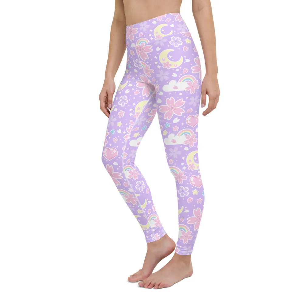 Cherry Blossom Dreams Purple Yoga Leggings