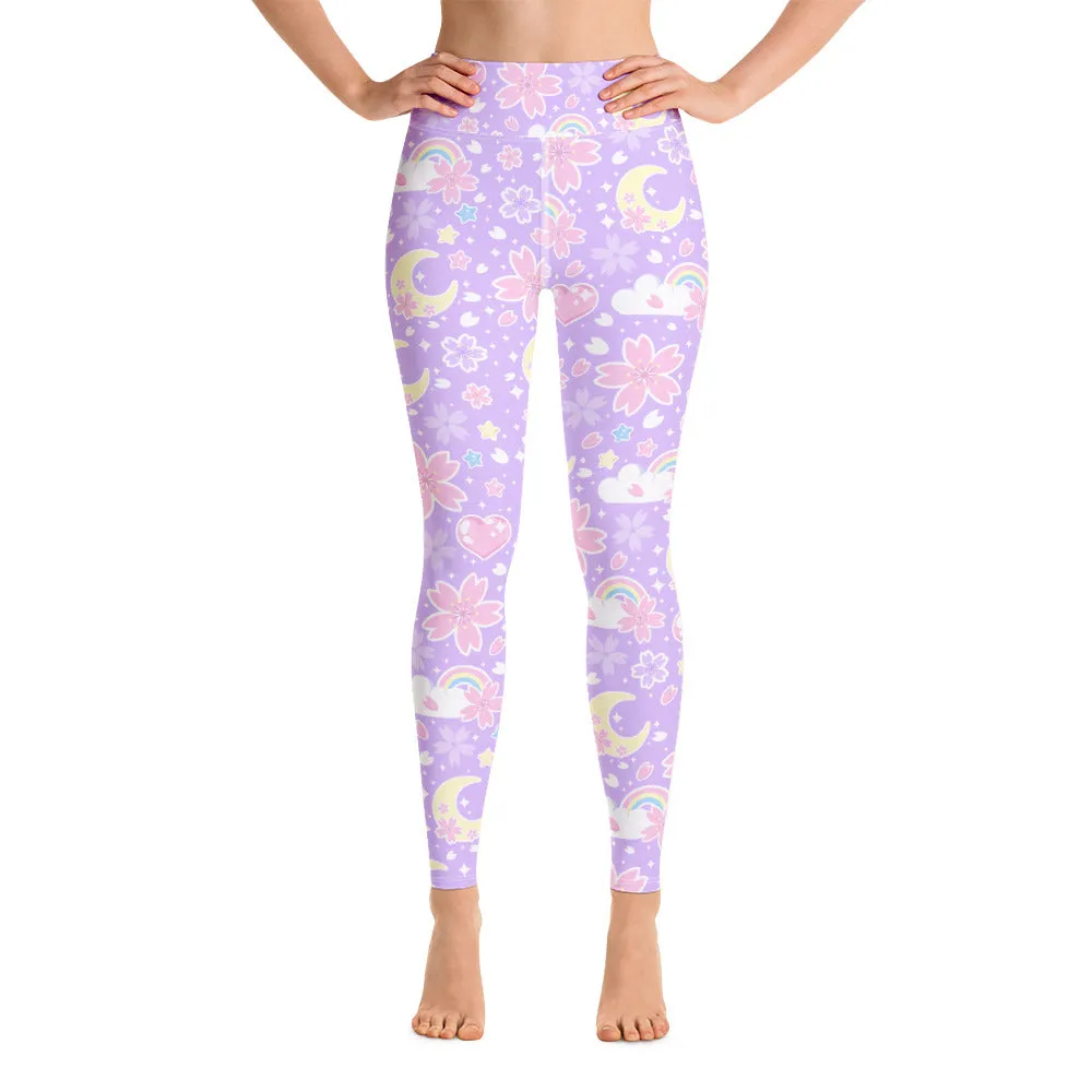 Cherry Blossom Dreams Purple Yoga Leggings