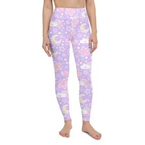 Cherry Blossom Dreams Purple Yoga Leggings