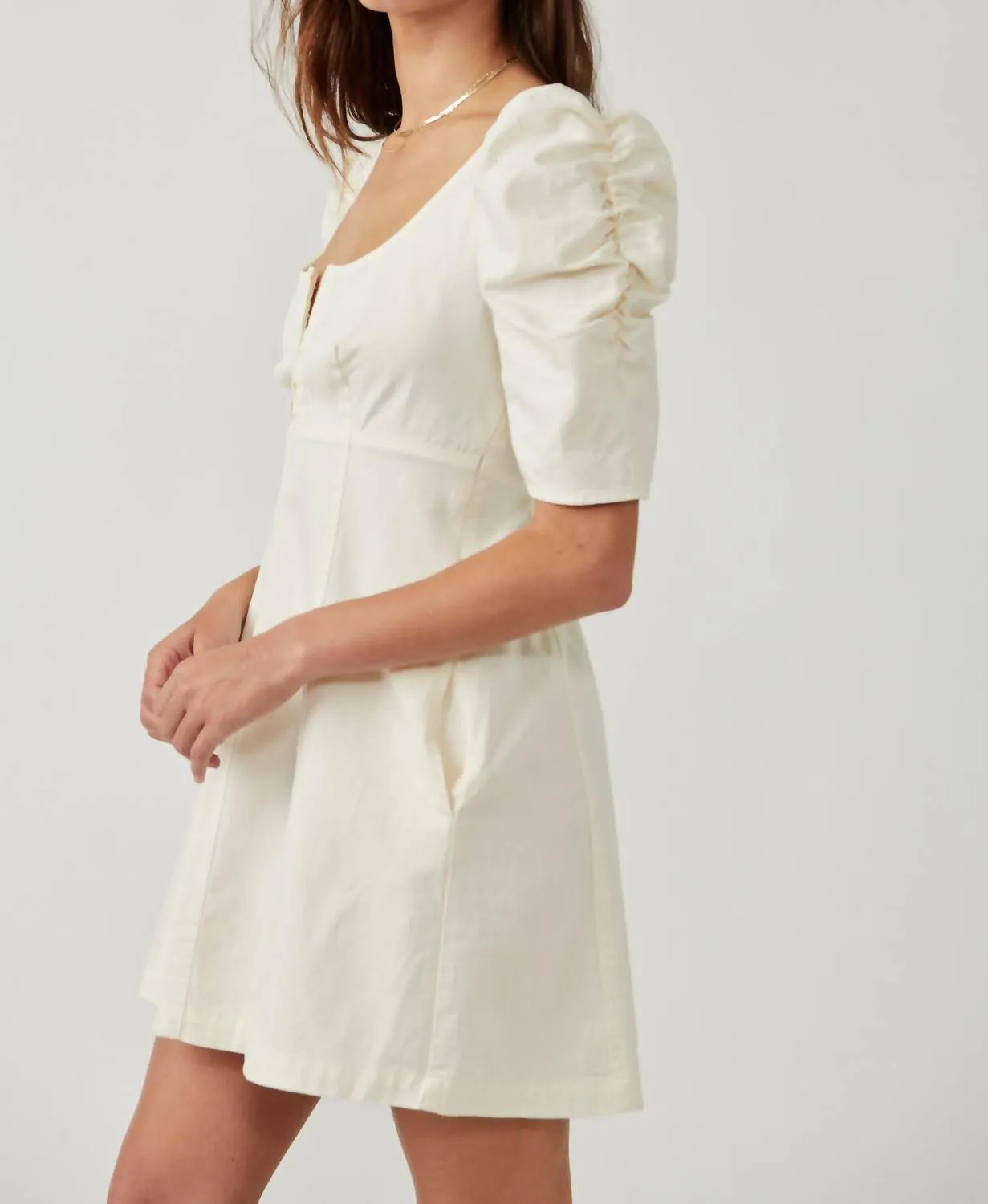 Cheyenne Denim Mini Dress In Ivory