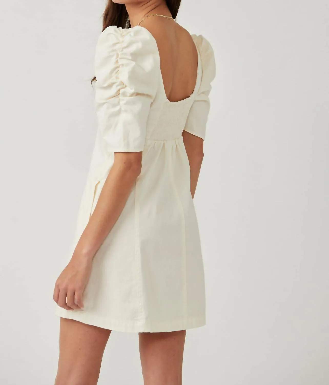 Cheyenne Denim Mini Dress In Ivory