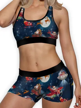 Christmas Santa In Space Ellie Sports Bra