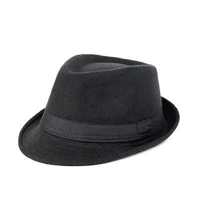 Classic Wide Brim Fedora Trilby Hat with Black Hatband