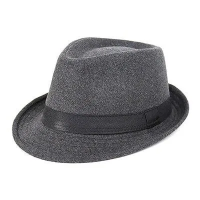 Classic Wide Brim Fedora Trilby Hat with Black Hatband