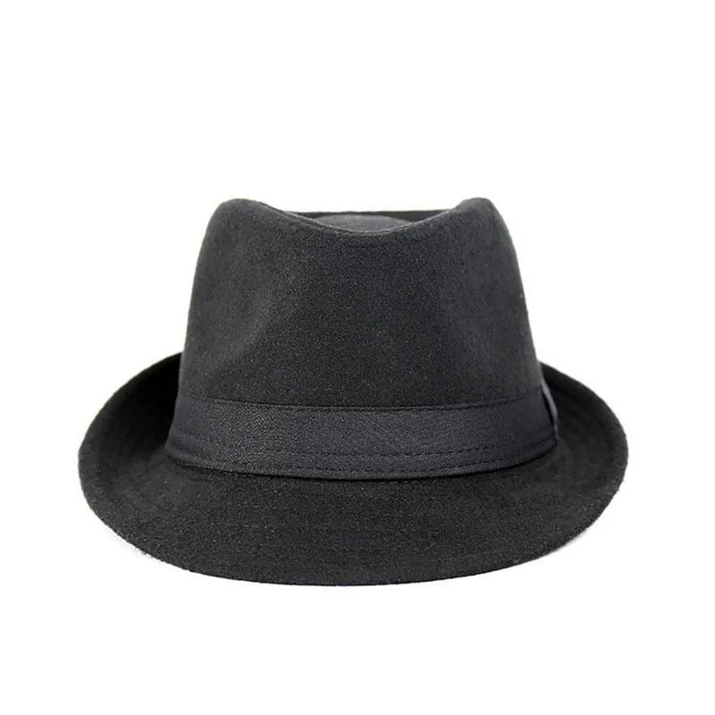 Classic Wide Brim Fedora Trilby Hat with Black Hatband