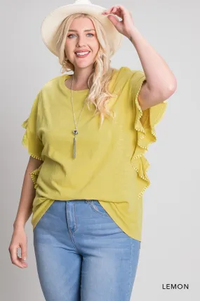 Cotton Bleu Washed Cotton Ruffle Top