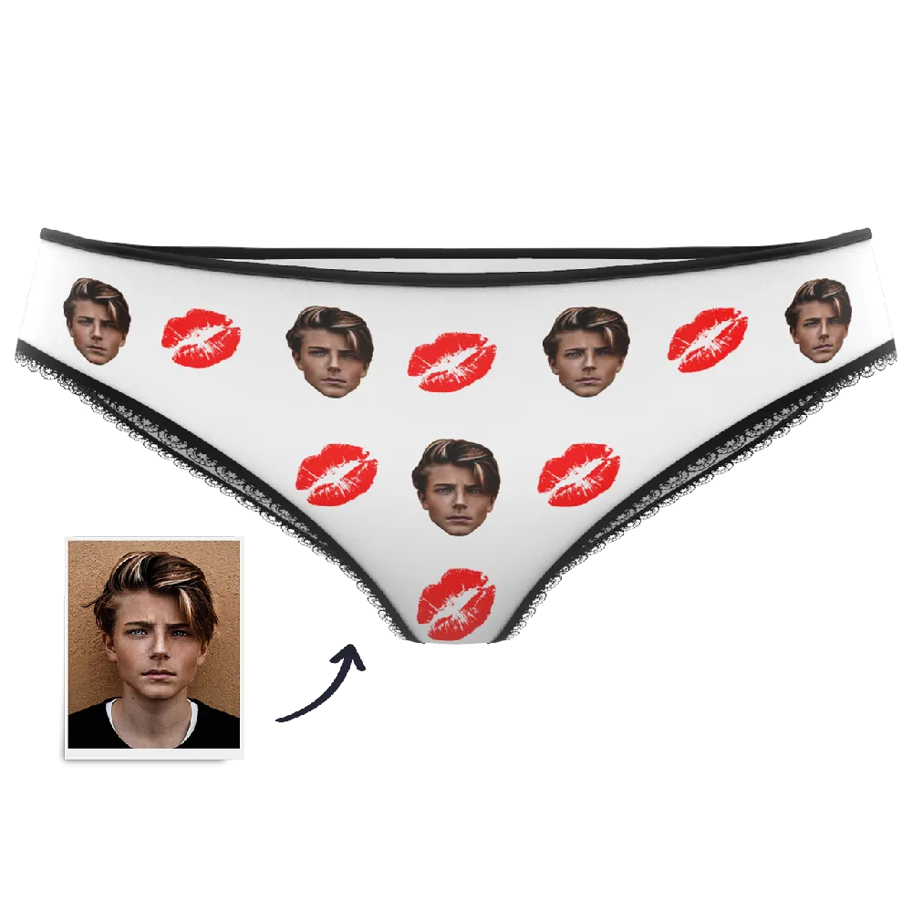 Couple Women's Custom Face Colorful Panties - Kiss