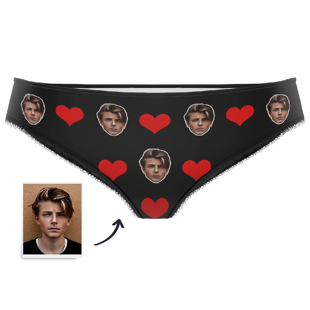 Couple Women's Custom Face Heart Panties