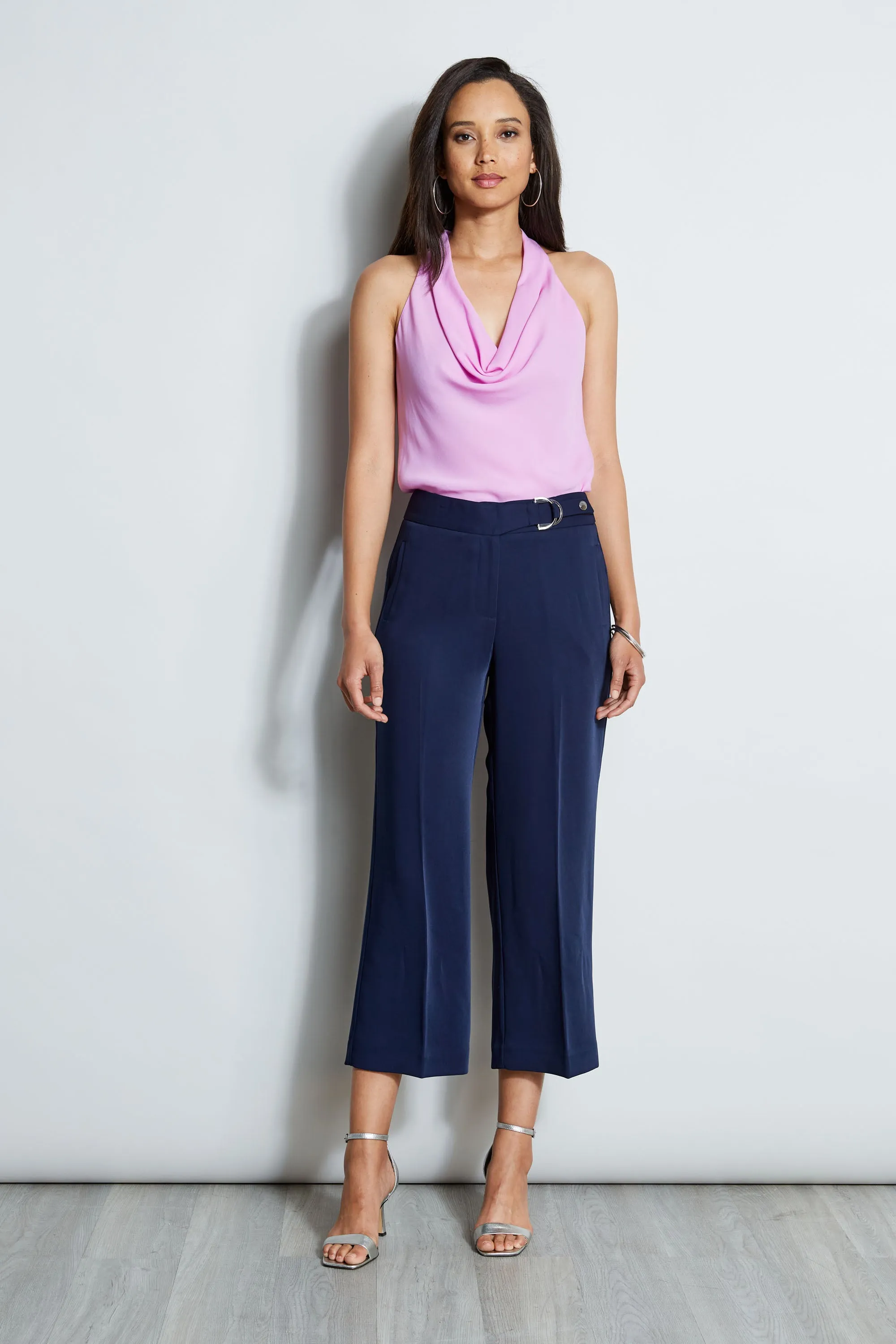 Cropped Wide Leg Belted Pant