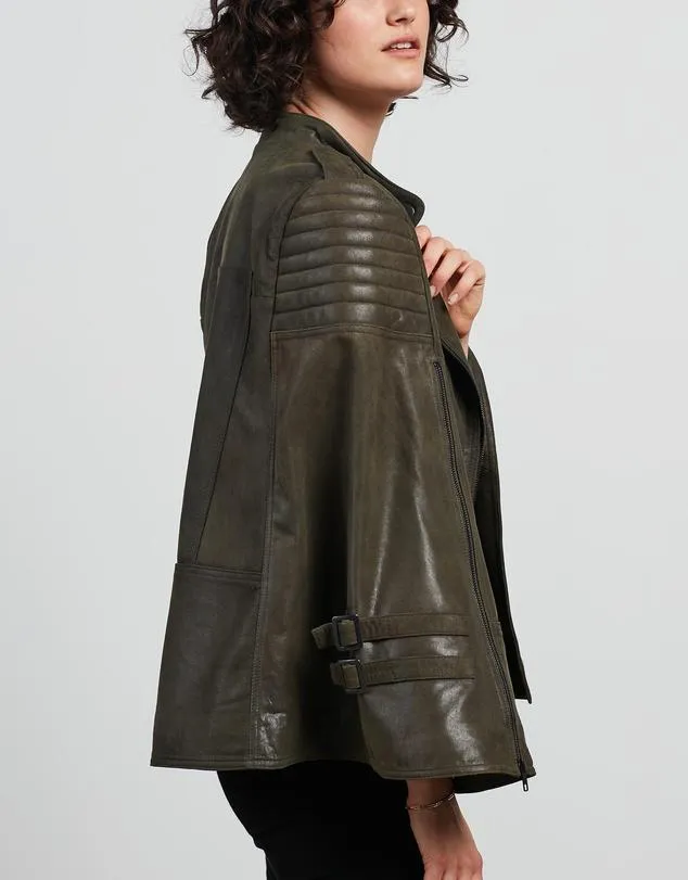 Crosby Cape Dark Fern Green Leather