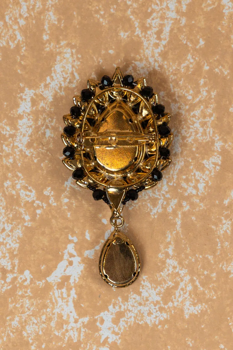 Crystal Brooch With Drop Detailing