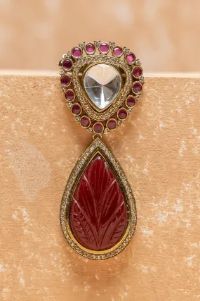 Crystal Brooch With Drop Jaipuri Bead