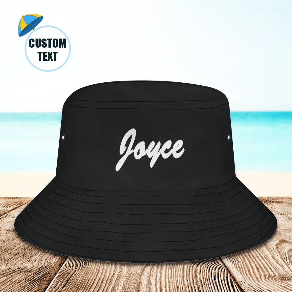 Custom Bucket Hat Unisex Bucket Hat with Text Personalize Wide Brim Outdoor Summer Cap Hiking Beach Sports Hats Gift for Lover Blue