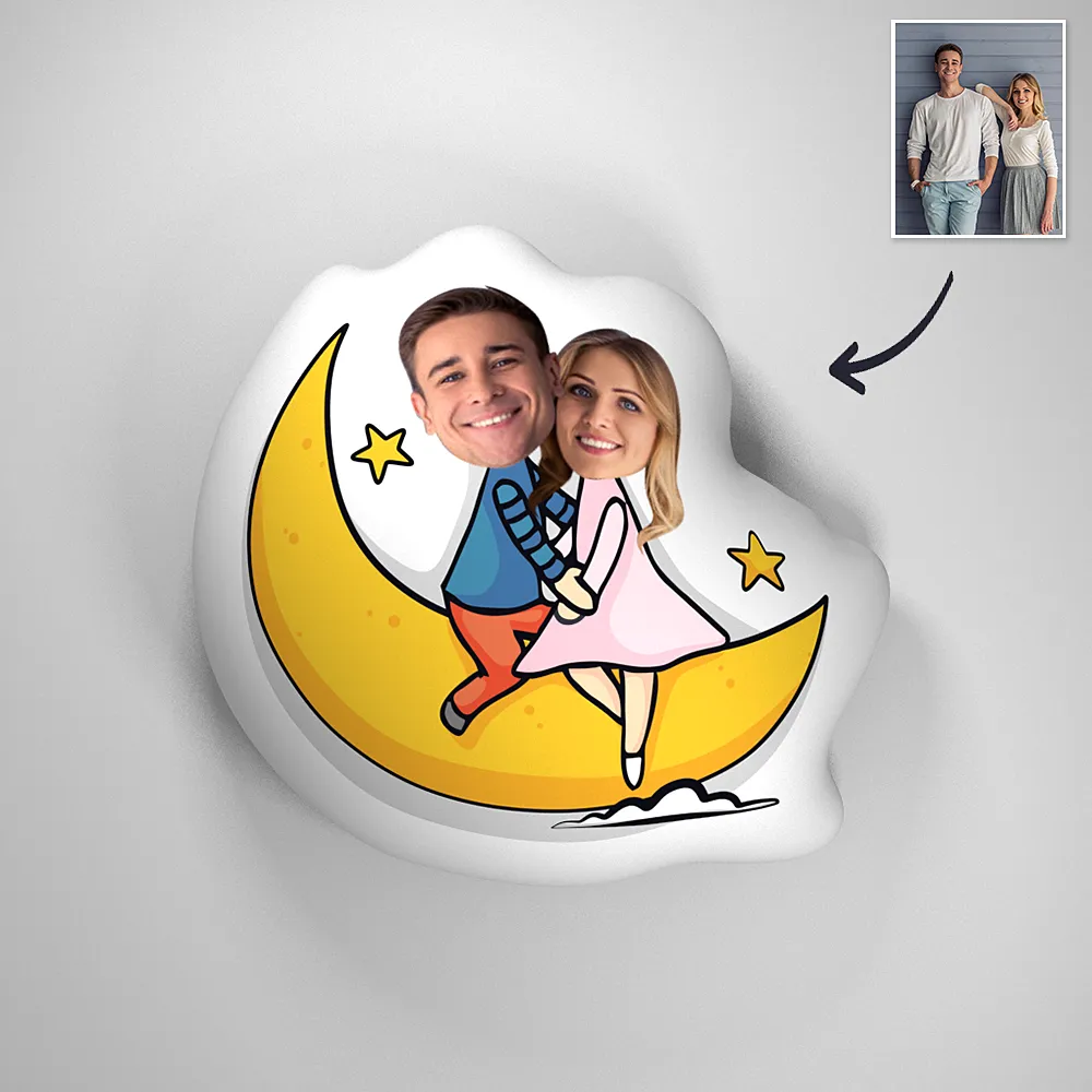 Custom Couple Photo Romantic Comfortable Cute Moon Pillow