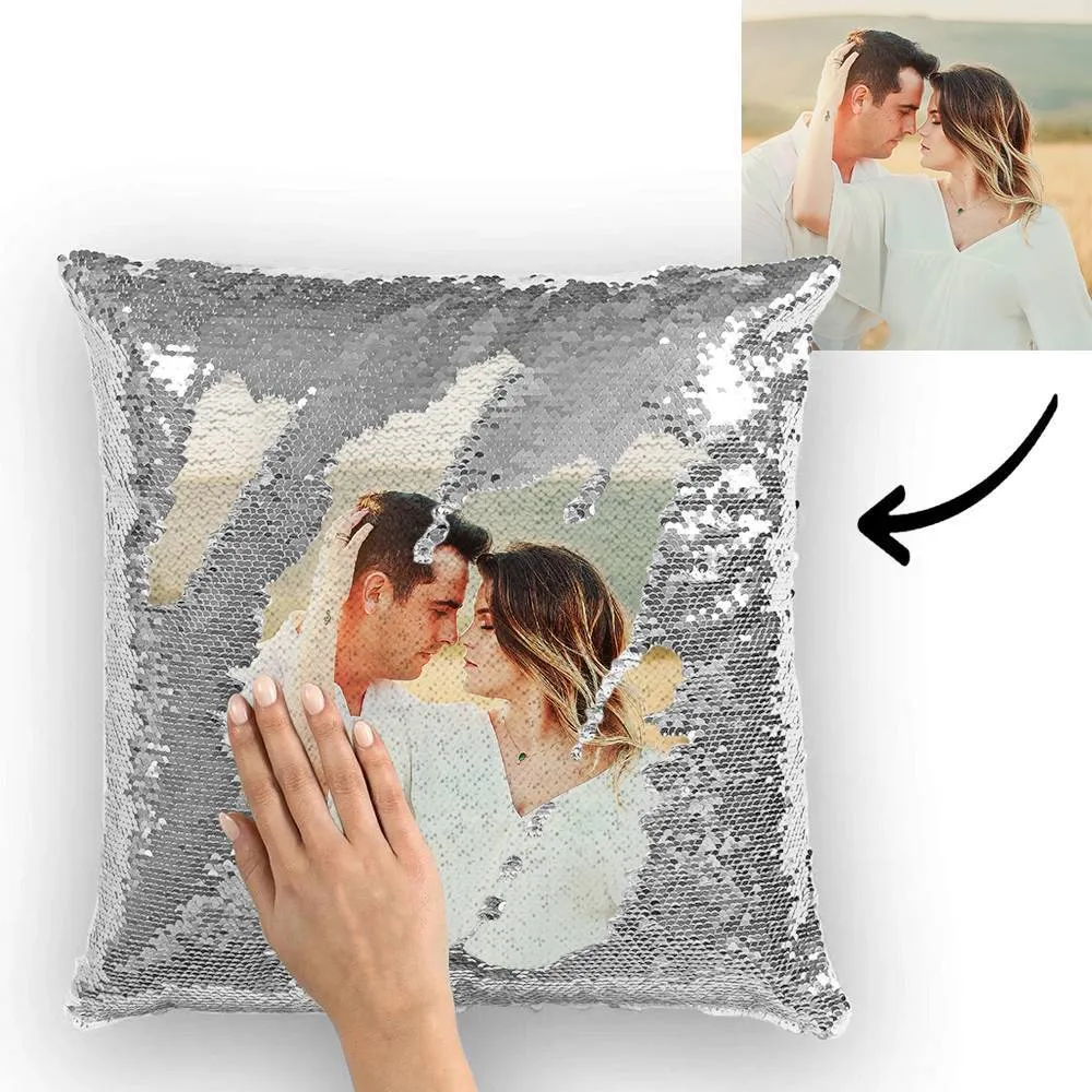 Custom Cute Baby Photo Magic Sequins Pillow Multicolor Shiny 15.75''*15.75''