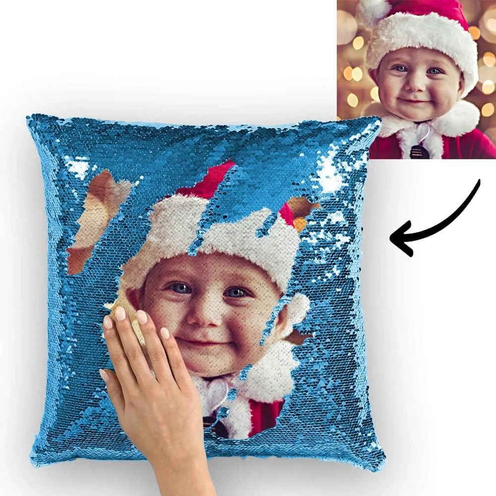 Custom Cute Baby Photo Magic Sequins Pillow Multicolor Shiny 15.75''*15.75''