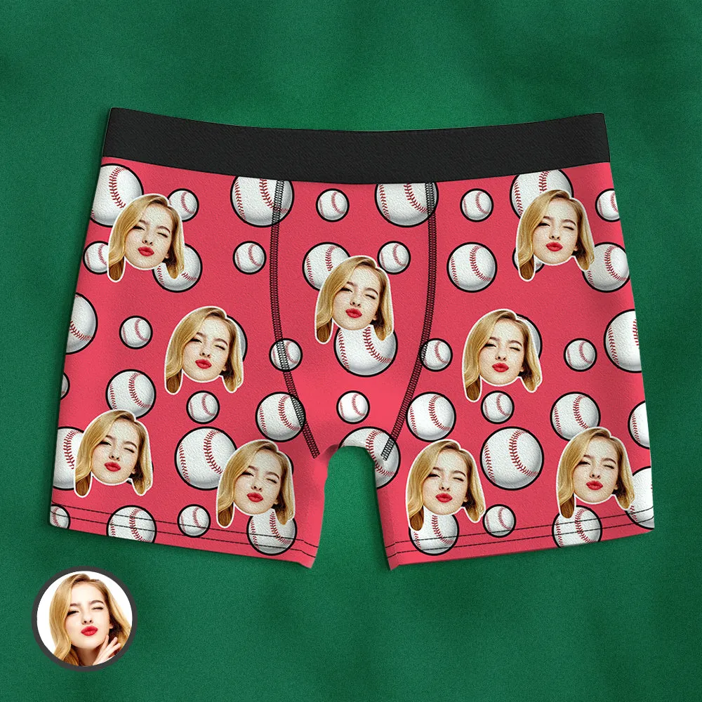 Custom Face Boxer Briefs Personalized Baseball Sports Boxers Gift for Him