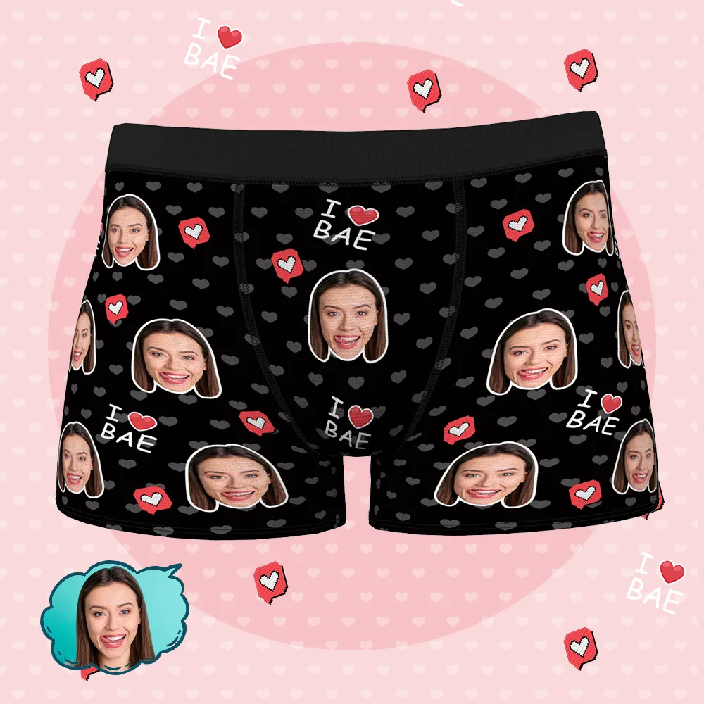 Custom Face Boxer Shorts - I LOVE BAE