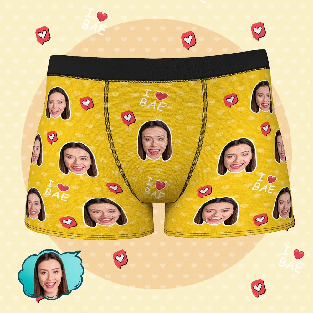 Custom Face Boxer Shorts - I LOVE BAE