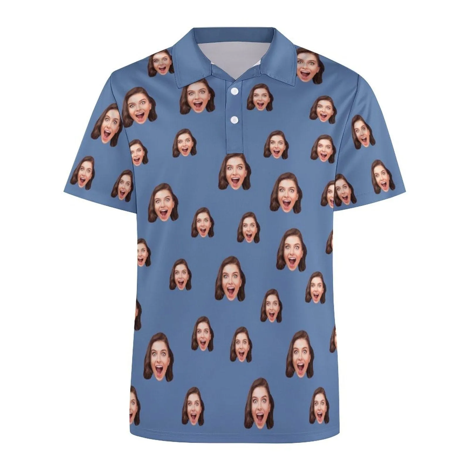 Custom Girlfriend Face Multicolour All Over Print Polo Shirt Personalized Men's Golf Shirt