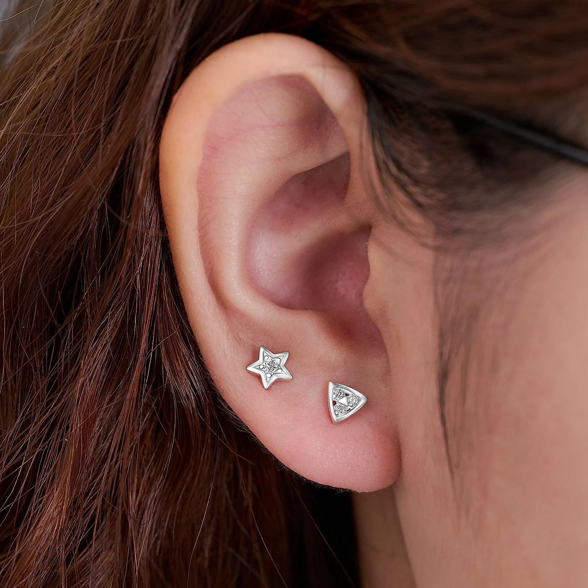 CZ Star Stud Earrings Sterling Silver