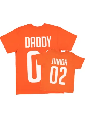 Daddy   Me Matching Jersey Shirts - Orange