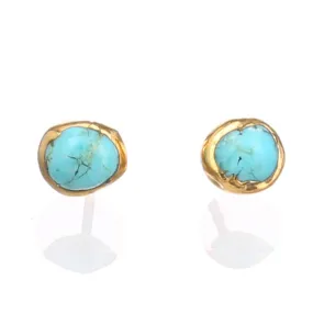 Dainty Raw Turquoise Stud Earrings