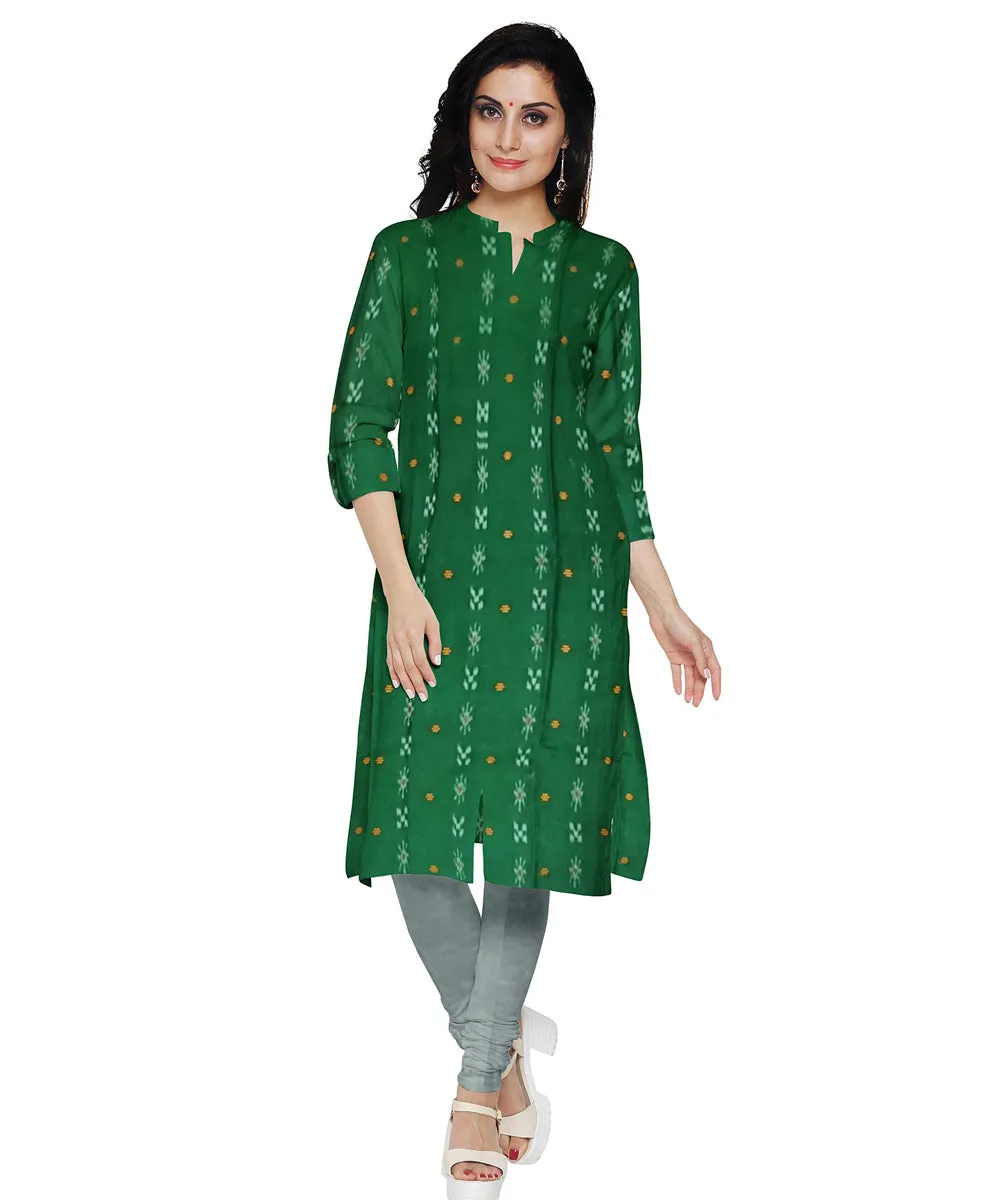 Dark green grey handwoven nuapatna cotton dress material