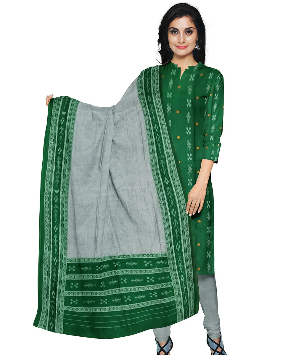 Dark green grey handwoven nuapatna cotton dress material