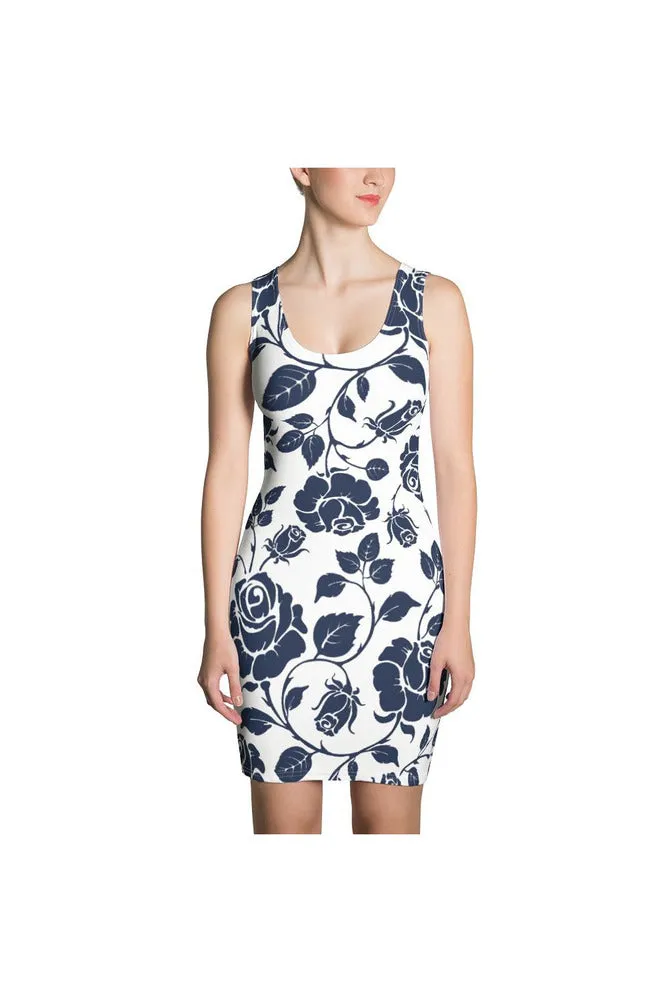 Delft Blue Roses Sublimation Cut & Sew Dress