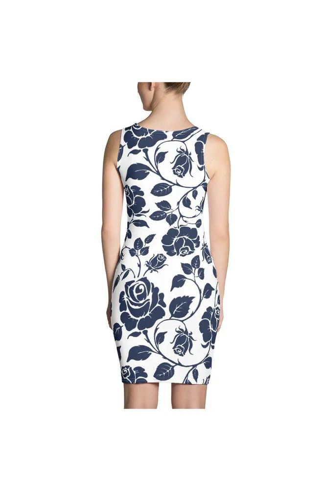 Delft Blue Roses Sublimation Cut & Sew Dress