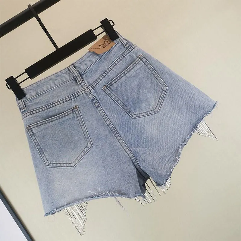 Diamanté Rhinestone Denim Shorts