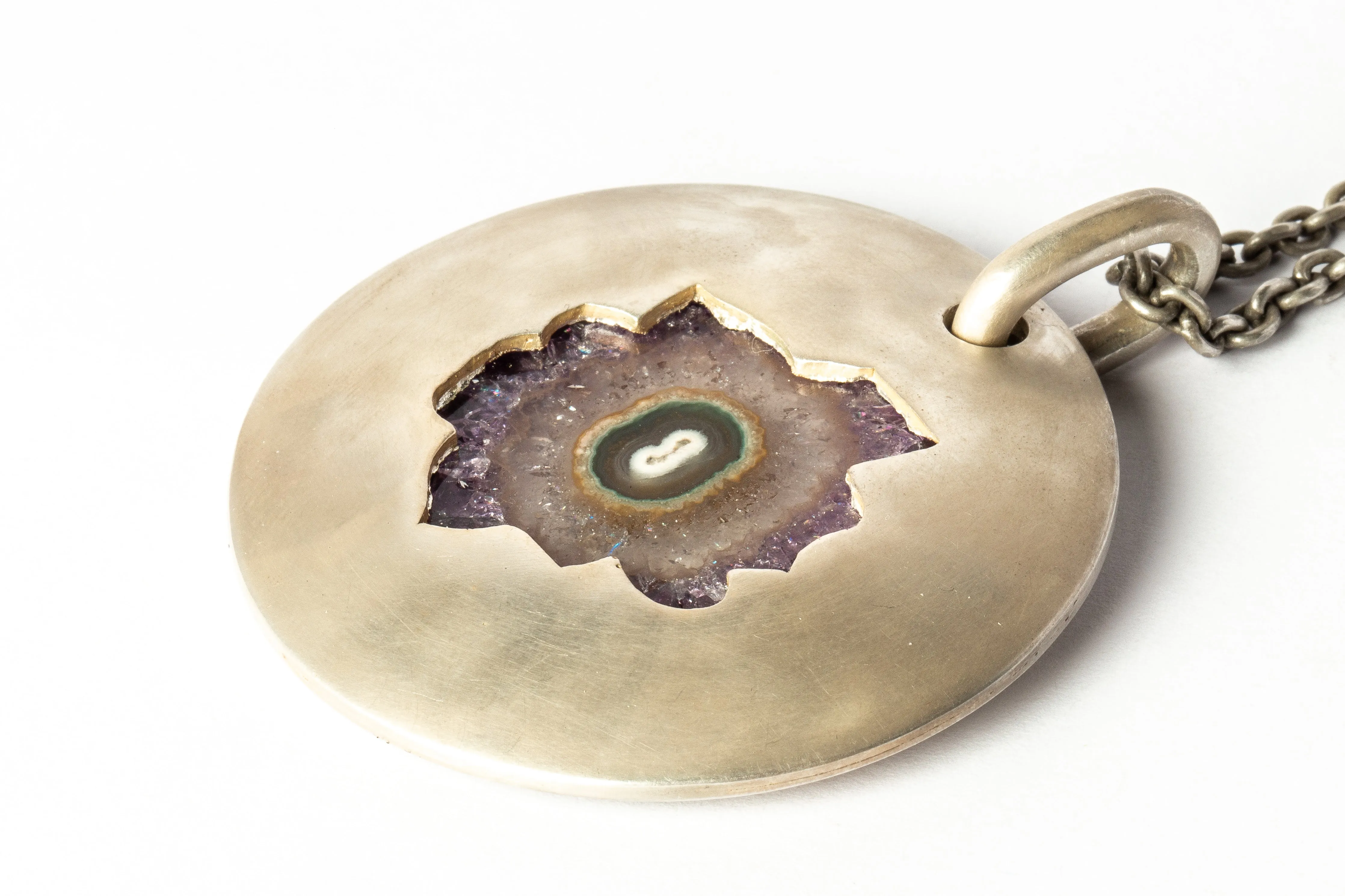 Disk Necklace (Amethyst Cross Section Stalactite, DA AMEC)