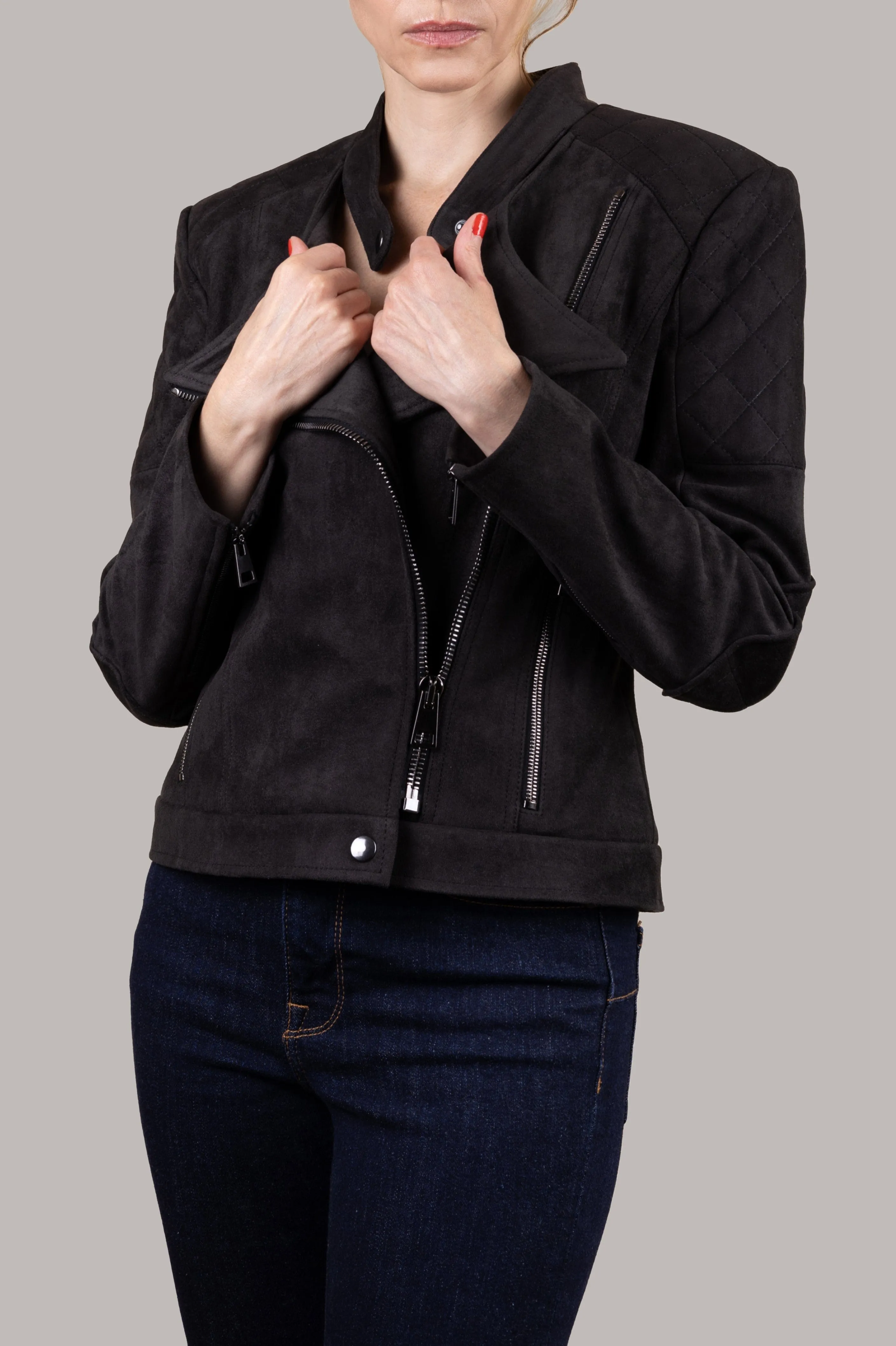 Diva Vegan Suede Jacket | Black